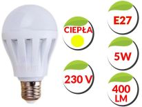 Żarówka LED E27 SMD 2835 CIEPŁA 5W 400lm=50W Z1