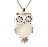 Długi Naszyjnik Złota SOWA owl opal 