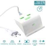 PURO Fast Dual-USB Charging Station - Uniwersalna sieciowa stacja ładująca 4.8 A, 2 x USB w/stand up (biały)