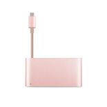 Moshi USB-C Multiport Adapter - Aluminiowy hub 3-w-1 USB-C/Thunderbolt 3 (Golden Rose)