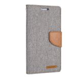 Mercury Canvas Diary - Etui iPhone 7 Plus z kieszeniami na karty + stand up (szary/camel)