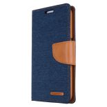 Mercury Canvas Diary - Etui iPhone 7 Plus z kieszeniami na karty + stand up (granatowy/camel)