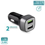 PURO Mini Car Fast Charger - Uniwersalna ładowarka samochodowa 2 x USB, 2.4 A square (czarny)