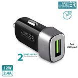 PURO Mini Car Fast Charger - Uniwersalna ładowarka samochodowa USB 2.4 A square (czarny)