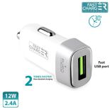 PURO Mini Car Fast Charger - Uniwersalna ładowarka samochodowa USB 2.4 A square (biały)