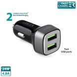 PURO Mini Car Fast Charger - Uniwersalna ładowarka samochodowa 2 x USB, 4.8 A square (czarny)