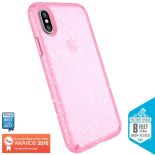 Speck Presidio Clear with Glitter - Etui iPhone X (Gold Glitter/Bella Pink)