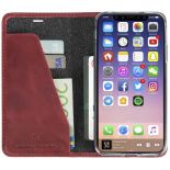 Krusell Sunne 4 Card FolioWallet - Skórzane etui iPhone X z kieszeniami na karty + stand up (Red)