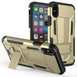 Zizo Hybrid Transformer Cover - Pancerne etui iPhone X z podstawką (Gold/Black)