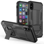 Zizo Hybrid Transformer Cover - Pancerne etui iPhone X z podstawką (Black/Black)