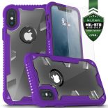 Zizo Proton Case - Pancerne etui iPhone X ze szkłem 9H na ekran (Purple/Trans Clear)