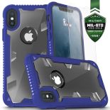 Zizo Proton Case - Pancerne etui iPhone X ze szkłem 9H na ekran (Blue/Trans Clear)