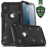 Zizo Proton Case - Pancerne etui iPhone X ze szkłem 9H na ekran (Black/Solid Black)