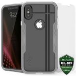 Zizo Shock Case - Pancerne etui iPhone X z hartowanym szkłem na ekran (Silver/Gray)