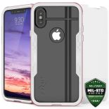 Zizo Shock Case - Pancerne etui iPhone X z hartowanym szkłem na ekran (Rose Gold/White)