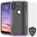 Zizo Shock Case - Pancerne etui iPhone X z hartowanym szkłem na ekran (Purple/Gray)