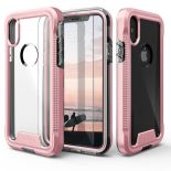 Zizo ION Cover - Pancerne etui iPhone X + szkło 9H na ekran (Rose Gold/Clear)