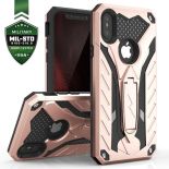 Zizo Static Cover - Pancerne etui iPhone X z podstawką (Rose Gold/Black)