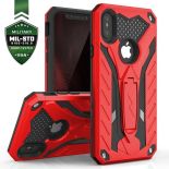 Zizo Static Cover - Pancerne etui iPhone X z podstawką (Red/Black)