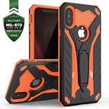 Zizo Static Cover - Pancerne etui iPhone X z podstawką (Black/Orange)