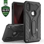 Zizo Static Cover - Pancerne etui iPhone X z podstawką (Black/Black)