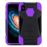 Zizo Dual Layered Hybrid Cover - Pancerne etui iPhone X z podstawką (Purple)