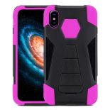 Zizo Dual Layered Hybrid Cover - Pancerne etui iPhone X z podstawką (Pink)