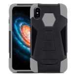 Zizo Dual Layered Hybrid Cover - Pancerne etui iPhone X z podstawką (Gray)