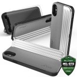 Zizo Retro Series - Etui iPhone X z kieszenią na karty + podstawka + szkło 9H na ekran (Gray/Silver)