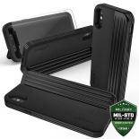 Zizo Retro Series - Etui iPhone X z kieszenią na karty + podstawka + szkło 9H na ekran (Black/Black)