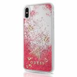 Guess Liquid Glitter - Etui iPhone X (malinowy)