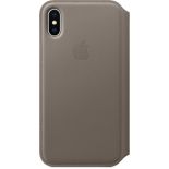 Apple Leather Folio - Skórzane etui iPhone X z kieszeniami na karty (jasnobeżowy)