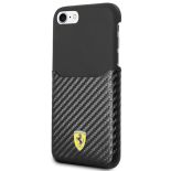 Ferrari Carbon Hard Case - Etui iPhone 8 / 7 z kieszenią na kartę (czarny)