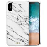 Laut HUEX ELEMENTS - Etui iPhone Xs / X z 2 foliami na ekran w zestawie (Marble White)