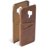 Krusell Sunne 2 Card Cover - Skórzane etui Samsung Galaxy S9 z dwoma zewnętrznymi kieszeniami na karty (Cognac)