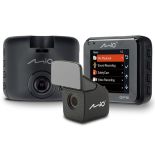 MIO Mivue C380 Dual GPS Drive Recorder - Wideorejestrator samochodowy na tył i przód pojazdu, 1080p, moduł GPS + baza fotoradarów z dożywotnią aktualizacją