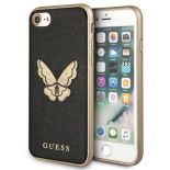 Guess Butterfly Saffiano - Etui iPhone 8 / 7 (czarny/złoty)