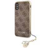 Guess 4G Charms Collection - Etui iPhone Xs / X z zawieszką (brązowy)