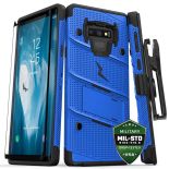 Zizo Bolt Cover - Pancerne etui Samsung Galaxy Note 9 ze szkłem 9H na ekran + podstawka & uchwyt do paska (Blue/Black)