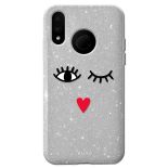 PURO Glitter EYES Shine Cover - Etui Huawei P20 Lite (Silver) Limited edition