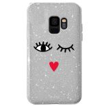 PURO Glitter EYES Shine Cover - Etui Samsung Galaxy S9 (Silver) Limited edition