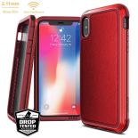 X-Doria Defense Lux - Etui aluminiowe iPhone Xs / X (Drop test 3m) (Red Leather)