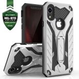 Zizo Static Cover - Pancerne etui iPhone XR z podstawką (Silver/Black)