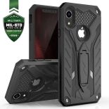 Zizo Static Cover - Pancerne etui iPhone XR z podstawką (Black/Black)