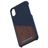 Nordic Elements Saeson Frejr - Etui iPhone Xs / X z prawdziwym drewnem orzecha włoskiego (Navy)