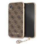 Guess 4G Charms Collection - Etui iPhone XR z zawieszką (brązowy)