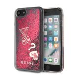 Guess Liquid Glitter Hearts - Etui iPhone 8 / 7 (malinowy)