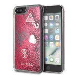 Guess Liquid Glitter Hearts - Etui iPhone 8 Plus / 7 Plus (malinowy)