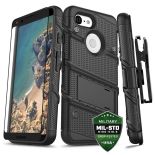 Zizo Bolt Cover - Pancerne etui Google Pixel 3 XL ze szkłem 9H na ekran + podstawka & uchwyt do paska (Black/Black)