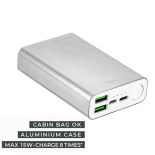 Puro Compact Power Bank - Power bank dla smartfonów i tabletów 10000 mAh 2 x USB-A, 1 x USB-C, 15W, Li-Poly (srebrny)